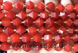 CME845 15 inches 8*10mm faceted bicone red candy jade beads