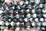 CME865 15 inches 8*10mm faceted bicone black net jasper beads