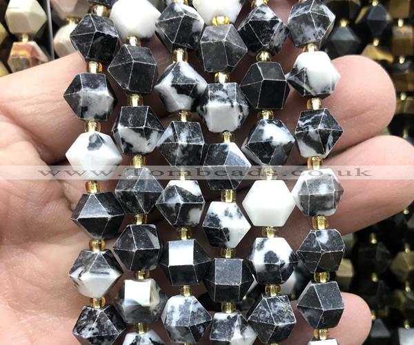 CME867 15 inches 8*10mm faceted bicone black & white jasper beads