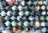 CME877 15 inches 8*10mm faceted bicone eagle eye jasper beads