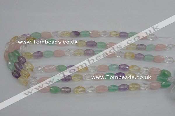 CMQ250 15.5 inches 8*12mm faceted rice multicolor quartz beads