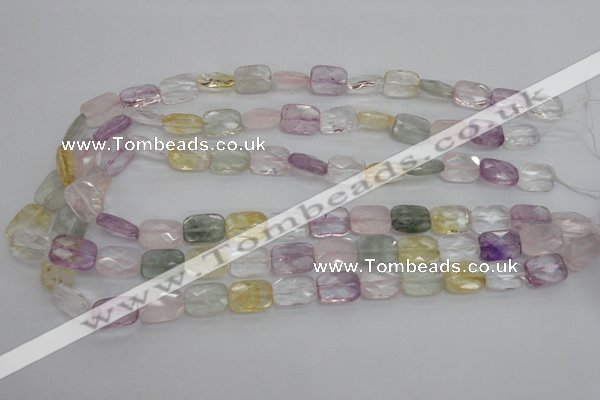 CMQ258 15.5 inches 10*14mm faceted rectangle multicolor quartz beads