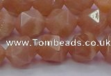 CMS1134 15.5 inches 12mm faceted nuggets peach moonstone beads