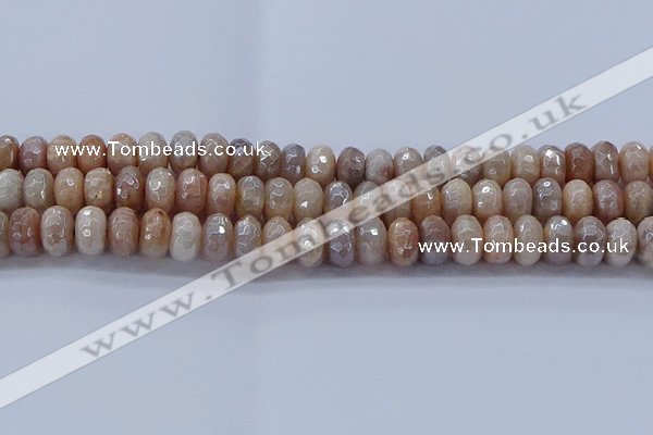 CMS1323 15.5 inches 6*10mm faceted rondelle AB-color moonstone beads