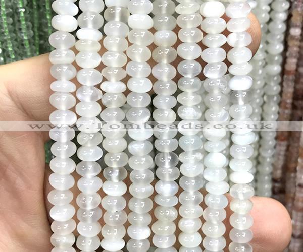 CMS2318 15 inches 4*6mm rondelle white moonstone beads wholesale