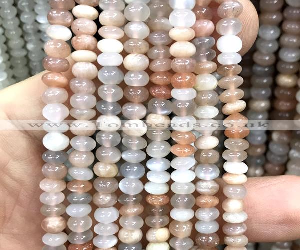 CMS2342 15 inches 4*6mm rondelle rainbow moonstone beads wholesale