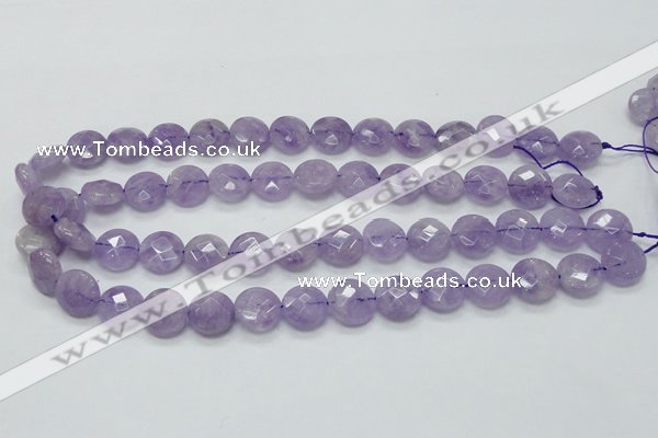 CNA323 15.5 inches 14mm faceted coin natural lavender amethyst beads