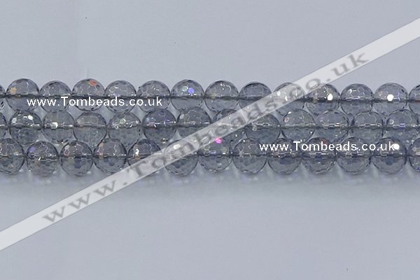 CNC643 15.5 inches 14mm faceted round plated natural white crystal beads