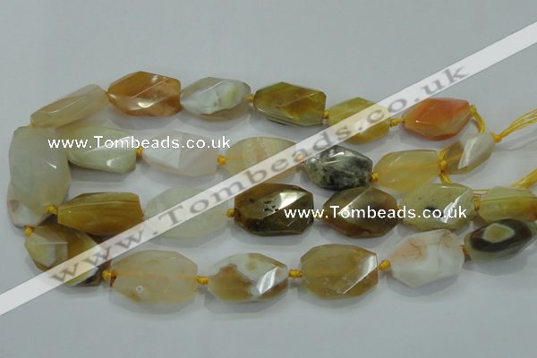 CNG493 15 inches 15*20mm – 20*32mm twisted & faceted nuggets agate beads