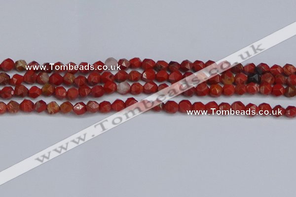 CNG6241 15.5 inches 6mm faceted nuggets red jasper beads