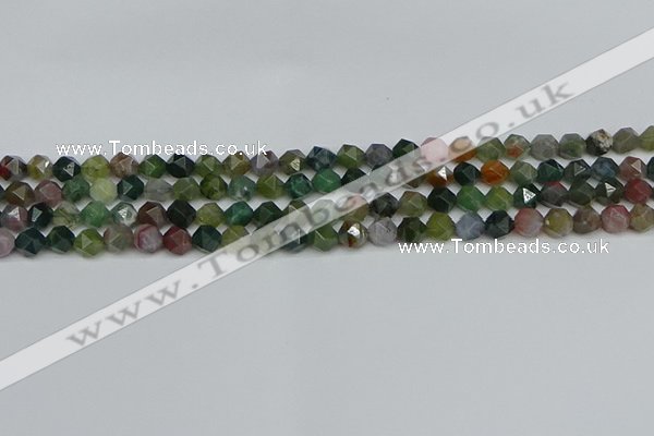 CNG7340 15.5 inches 6mm faceted nuggets Indian agate beads