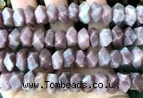 CNG9202 7*11mm - 8*12mm faceted nuggets Madagascar rose quartz beads