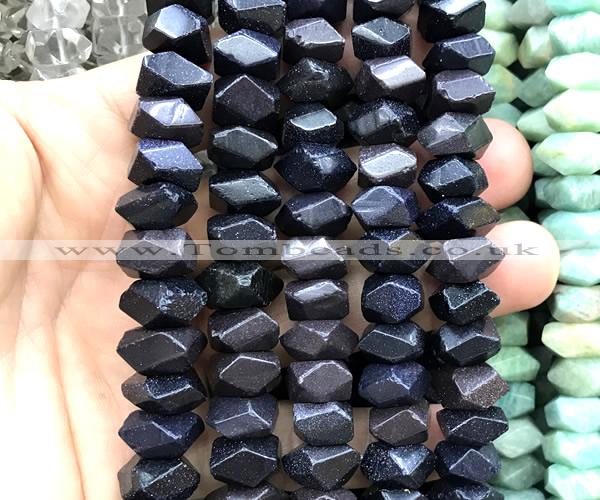 CNG9218 15 inches 7*11mm - 8*12mm faceted nuggets blue goldstone beads