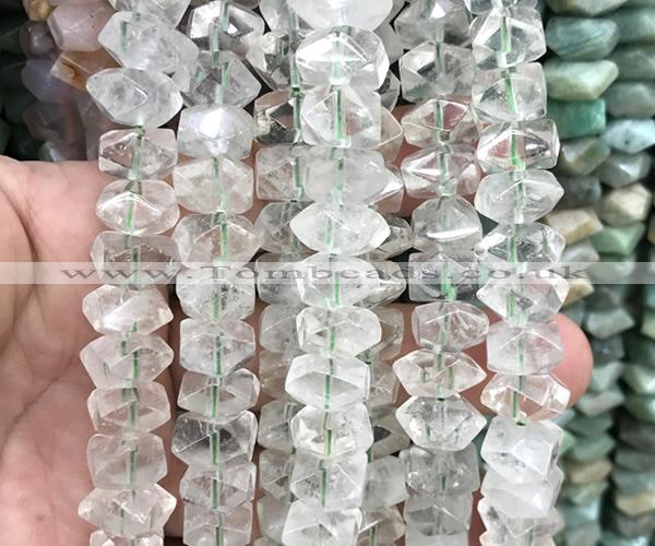 CNG9225 15 inches 7*11mm - 8*12mm faceted nuggets green quartz beads