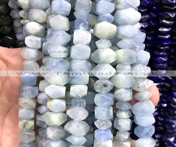 CNG9250 15 inches 6*10mm - 7*12mm faceted nuggets aquamarine beads