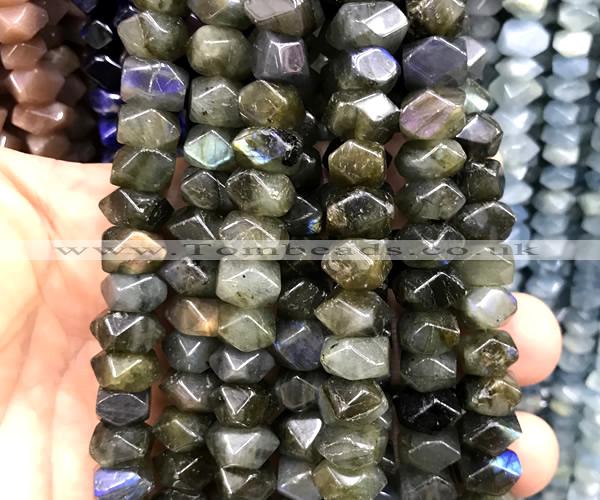 CNG9256 15 inches 6*10mm - 7*12mm faceted nuggets labradorite beads