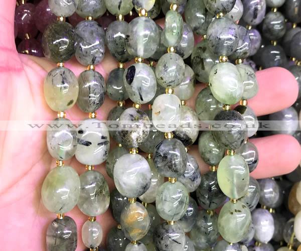 CNG9310 15 inches 10*14mm - 13*18mm nuggets green rutilated quartz beads