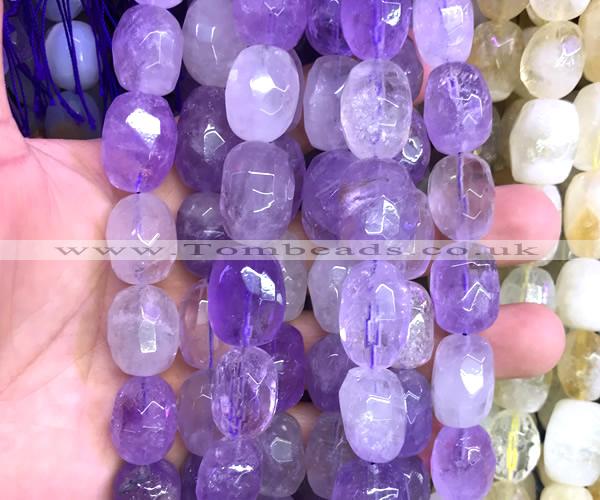 CNG9352 15 inches 12*16mm - 15*20mm faceted nuggets light amethyst beads