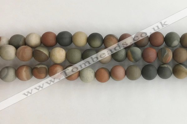 CNI378 15.5 inches 10mm round matte American picture jasper beads