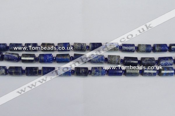 CNL1606 15.5 inches 10*15mm faceted tube lapis lazuli gemstone beads