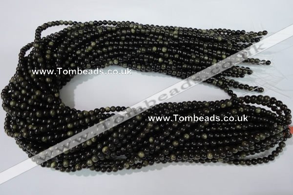 COB251 15.5 inches 4mm round golden obsidian beads wholesale