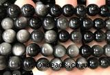 COB835 15 inches 10mm round silver obsidian beads wholesale