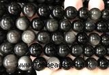 COB836 15 inches 12mm round silver obsidian beads wholesale