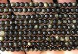 COB850 15 inches 4mm round golden obsidian gemstone beads