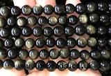 COB852 15 inches 8mm round golden obsidian gemstone beads