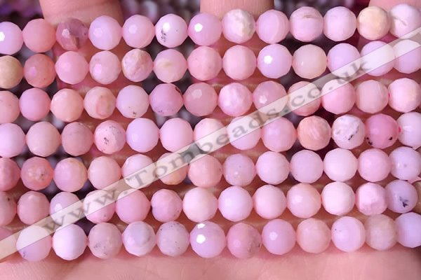 COP1743 15.5 inches 6mm - 7mm faceted round natural pink opal beads