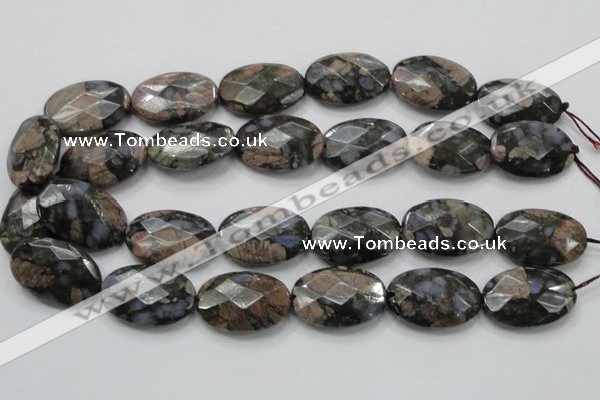 COP274 15.5 inches 20*30mm faceted oval natural grey opal gemstone beads