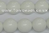 CPB07 15.5 inches 16mm round white porcelain beads wholesale