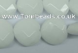 CPB313 15 inches 18*18mm faceted heart white porcelain beads