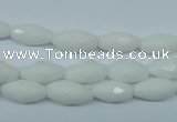 CPB357 15 inches 6*12mm faceted rice white porcelain beads wholesale