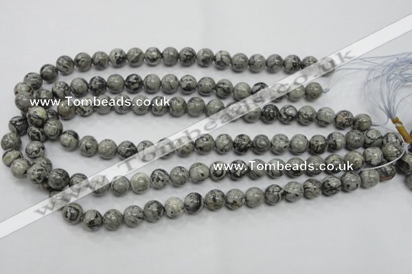 CPT104 15.5 inches 10mm round grey picture jasper beads