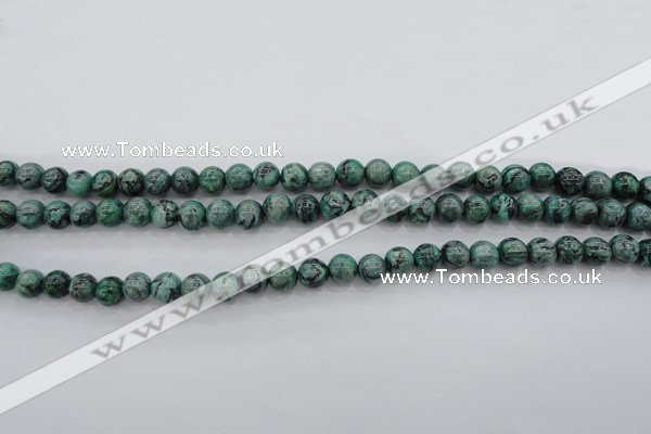 CPT301 15.5 inches 6mm round green picture jasper beads wholesale