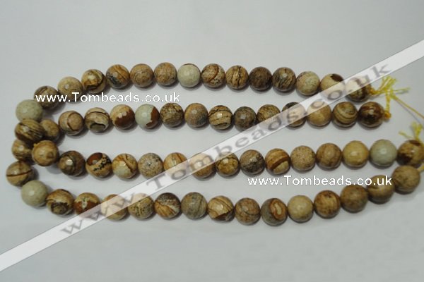 CPT503 15.5 inches 10mm faceted round picture jasper beads wholesale