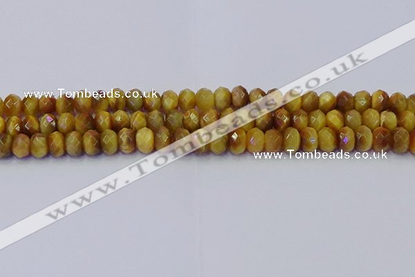 CRB1837 15.5 inches 5*8mm faceted rondelle golden tiger eye beads