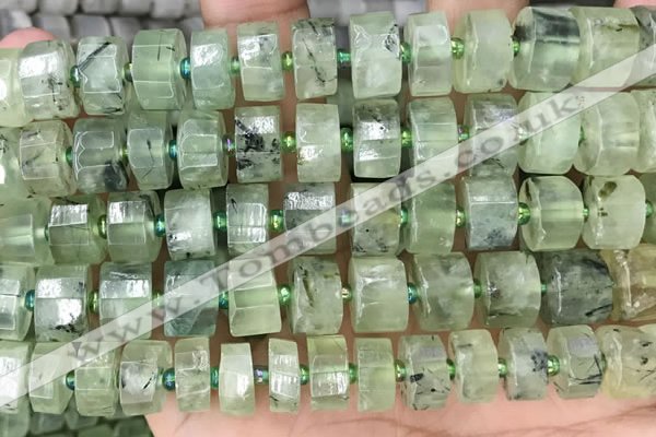 CRB2044 15.5 inches 13mm - 14mm faceted tyre prehnite beads