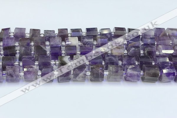 CRB5603 15.5 inches 7mm - 8mm faceted tyre amethyst beads