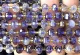 CRB6006 15 inches 6*8mm faceted rondelle purple phantom quartz beads