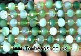 CRB6036 15 inches 6*8mm faceted rondelle green banded agate beads