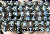 CRB6069 6*8mm faceted rondelle Chinese snowflake obsidian beads