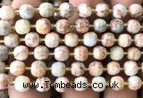 CRB6094 15 inches 6*8mm faceted rondelle red net jasper beads