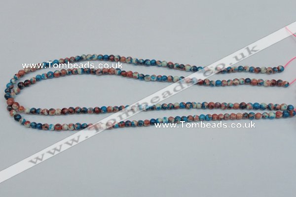 CRF34 15.5 inches 4mm round dyed rain flower stone beads wholesale