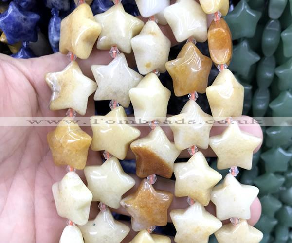 CRG68 15 inches 16mm star yellow jade beads wholesale