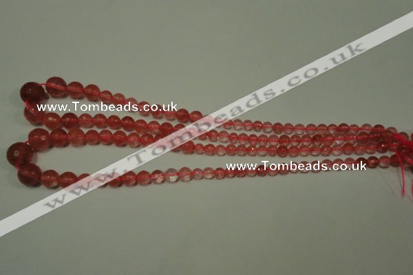 CRO745 15.5 inches 6mm – 14mm faceted round cherry quartz beads