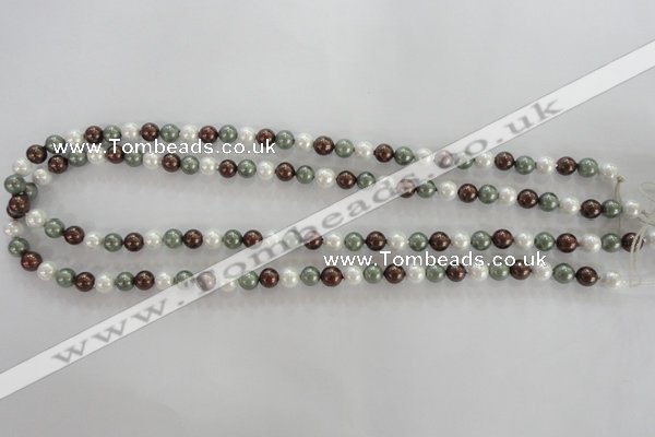 CSB1012 15.5 inches 6mm round mixed color shell pearl beads