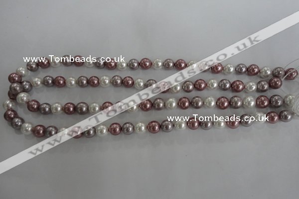 CSB1036 15.5 inches 8mm round mixed color shell pearl beads