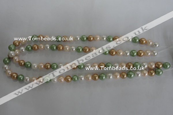 CSB1039 15.5 inches 8mm round mixed color shell pearl beads